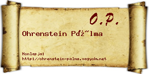 Ohrenstein Pálma névjegykártya